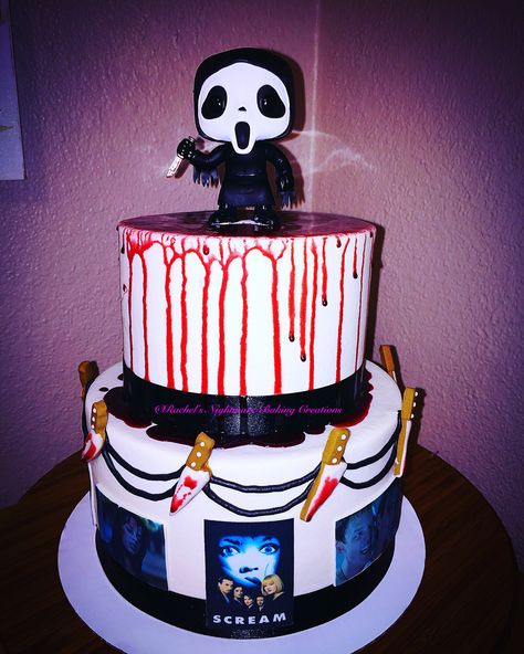 90's "Scream" Birthday Cake Scream Movie Cake, Movie Cakes, Scream Movie, Cookie Art, Scream, Birthday Cake, Cake, Birthday