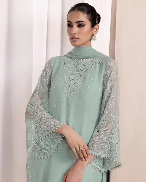 Embroidered formal ready to wear. Shop : www.brandaffection.uk Link in bio 👆 #pakistanidesignersuitsuk #embroideredchiffon #organzasuits #pakistanistreetstyleuk #eidoutfits #pakistanisuitsuk Puff Sleeves Kurti, Pakistani Attire, Organza Suits, Pakistani Street Style, Shirt Trouser, Eid Outfits, Punjabi Dress, Embroidered Chiffon, Dresses Chiffon