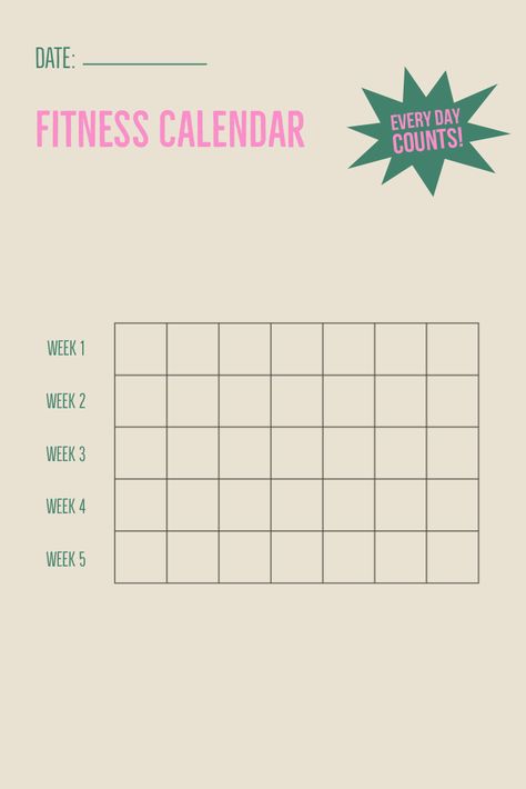 Monthly Exercise Tracker, Gym Calendar, Exercise Template, Monthly Workout Calendar, Fitness Calendar, Money Binder, 6 Week Workout, Work Planner Organization, Best Fitness Tracker