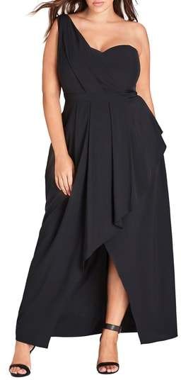 City Chic Allure One-Shoulder Maxi Dress - Plus Size Cocktail Dresses 2023, Ideas De Outfits, Maxi Dress Plus Size, Long Cocktail Dress, Plus Size Cocktail Dresses, Event Dress, Dresses 2023, Outfit Trends, Fashion Night