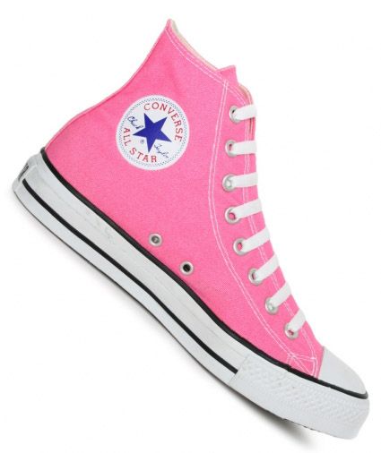 I did Pink converse because Lyric can be girly, but she can also me a carae-free and laid back tom boy Pink Hightop Converse, Pink High Top Converse, Pink Chucks, Pantone 2016, Converse Wedding Shoes, Cute Converse, Pink High Tops, Converse Star, Pink Converse