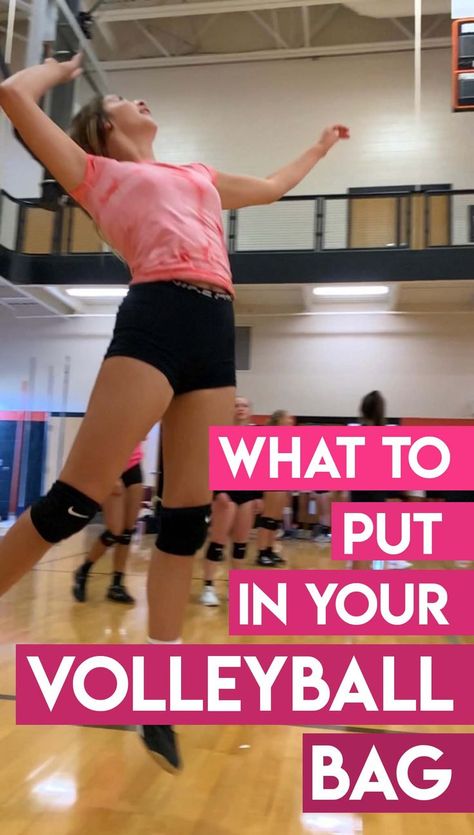 A list of over 50 items that volleyball players should back in their bags. Female Volleyball Player, Volleyball Locker, About Volleyball, Club Volleyball, High School Games, Volleyball Tournament, Volleyball Bag, Volleyball Tournaments, Female Volleyball Players