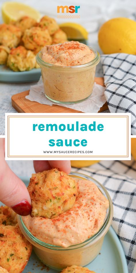 This quick and EASY Remoulade Sauce recipe is a great way to dress up all sorts of dishes from seafood and meat to veggies and starches! Ramalaud Sauce, Romalaud Sauce, Remuloude Sauce, Remuloude Sauce Recipe, Roumalade Sauce, Remoulade Sauce Easy, Remolaude Sauce, Beurre Blanc Sauce Recipe, Remoulade Sauce Recipe