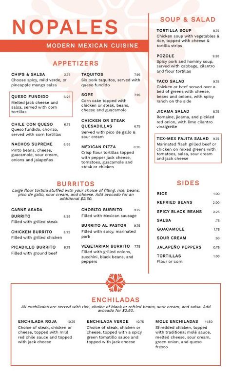 Minimalist Floral Mexican Menu Mexican Food Menu Design, Spanish Menu, Mexican Food Menu, Tacos Menu, Spicy Queso, Menu Maker, Mexican Menu, Food Truck Menu, Food Truck Catering