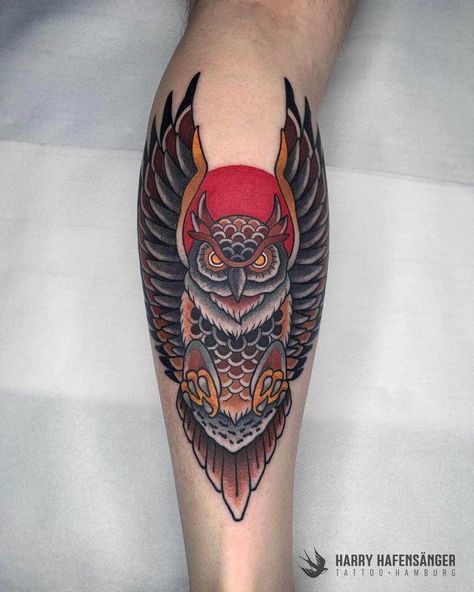 Traditional Tattoo Leg Sleeve, Traditional Bear Tattoo, Owl Tattoo Ideas, Traditional Owl Tattoos, Traditional Tattoo Man, Traditional Tattoo Inspiration, Traditional Style Tattoo, Skull Sleeve, Traditional Tattoo Sleeve