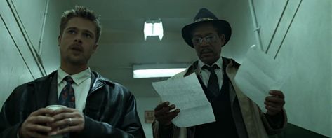 Se7en 1995, David Fincher, Morgan Freeman, Movie Shots, Love Film, Cinematic Photography, Reference Images, Film Stills, Brad Pitt