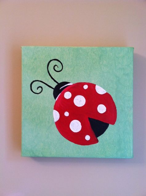 ladybug Ladybug Nursery, Kids Canvas Painting, Cute Easy Paintings, Kids Canvas Art, Ladybug Art, Small Canvas Paintings, A Ladybug, Simple Canvas Paintings, Cute Canvas Paintings