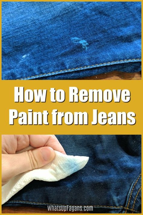 A step-by-step tutorial on how to get paint out of jeans with pictures and video! Here's how to remove acrylic paint from jeans even if it's dried paint! #stains #stainremoval #laundry #jeans #paintstain #paint #painting #cleaningtip #cleaninghack #laundrystain Remove Acrylic Paint, How To Remove Paint, Daily Cleaning Routine, Homemade Toilet Cleaner, Remove Acrylics, Remove Paint, Clean Baking Pans, Cleaning Painted Walls, Laundry Stains