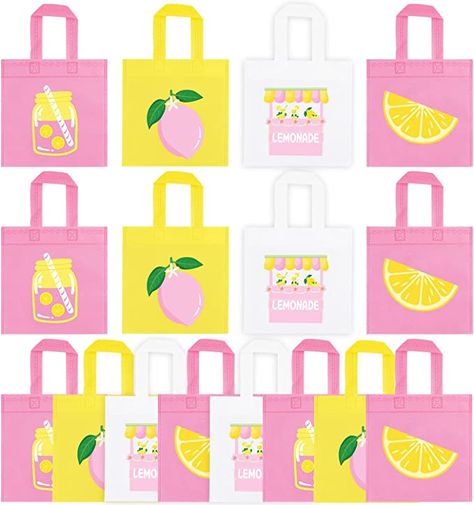 K KUMEED 20 Pack Lemon Party Favor Bags, Goodie Candy Bags Treat Bags for Summer Fruit Lemon Theme Wedding Birthday Baby Shower Party Supplies Decoration Lemon Theme Wedding, Lemonade Party Decorations, Lemon Party Favors, Bags For Summer, Pink Lemonade Party, Lemon Theme, Bachelorette Party Cups, Lemonade Party, First Birthday Themes