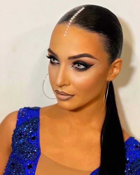 Latin Ballroom Makeup, Latin Dance Hairstyles Competition, Latin Hairstyles Dance, Makeup For Dance Performance, Dance Performance Hairstyles, Ballroom Hair Competition, Hairstyle For Dance Performance, Dance Competition Hairstyles, Ballroom Hairstyles Competition