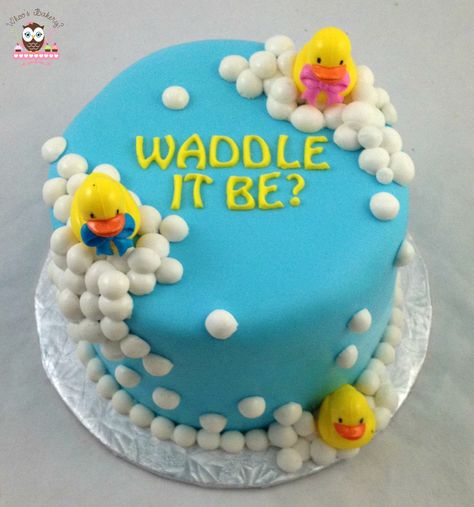 waddle it be cake, gender reveal cake, duck baby shower cake More Cake Duck, Baby Announcement Cake, Cake Gender Reveal, Duck Baby Shower Theme, Baby Reveal Cakes, Simple Gender Reveal, Rubber Ducky Baby Shower, Baby Shower Duck, Duck Baby