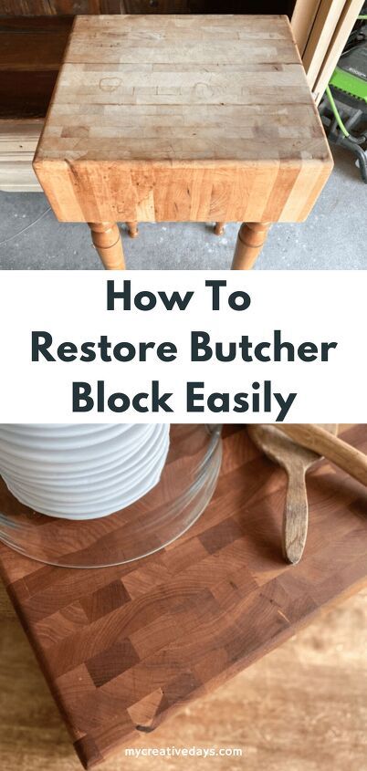 Butcher Block Restoration, Old Butcher Block Island, How To Make A Butcher Block, Refinish Butcher Block Table, Stained Butcher Block, Boos Butcher Block, Butcher Block Ideas, Kitchen Butcher Block, Butcher Block Kitchen Island