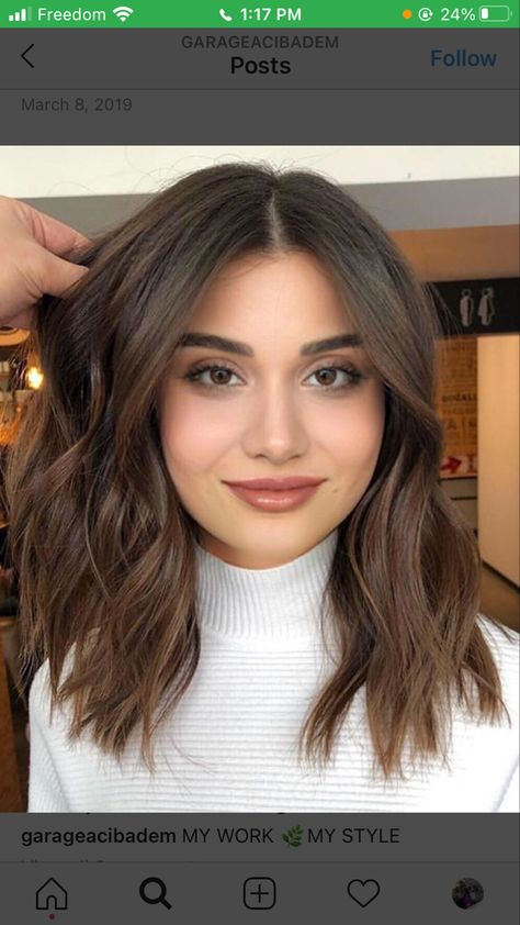 Mid Length Haircut For Fine Hair Brunette, Shoulder Length Brown Hair Round Face, Women’s Medium Long Haircut, Brunette Thick Hair Mid Length, Medium Brown Hairstyle Women, Mid Length Hairstyles Brunette, Shoulder Brown Hair Mid Length, Brown Hair Colors Shoulder Length, Brunette Haircut Medium