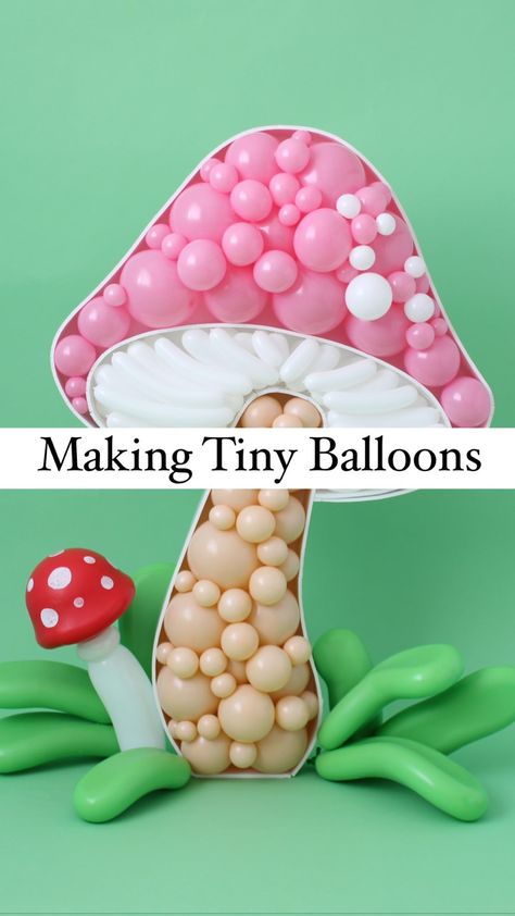 Mushroom Balloon, Party Ballons, Balloon Mosaic, Fall Baby Shower Themes, Fairy Baby Showers, 5 Balloons, Balloon Crafts, Balloon Display, Diy Letters