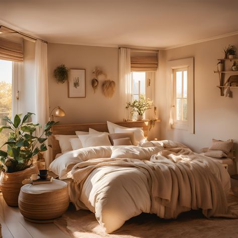 Adult Cozy Bedroom Ideas, Bedroom Ideas Apartment Young Adult, Cozy Brown Bedroom, Warm White Bedroom, Warm Beige Bedroom, Warm Bedroom Decor, Warm Cozy Bedroom, Warm Bedroom Aesthetic, Warm Bedroom Ideas