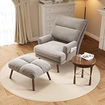 Living Room With Just Chairs, Recliners In Living Room, Sister Bedroom, Comfy Reading Chair, Lounge Chair Ottoman, Grey Lounge Chair, Comfy Accent Chairs, Lounge Chair And Ottoman, Chair With Ottoman