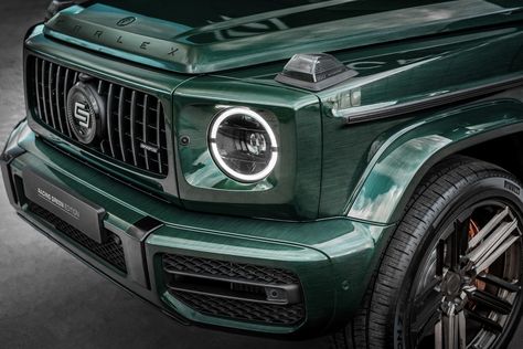 Mercedes-AMG G63 Racing Green Edition Is Pure Class. From the inside out, Carlex Design has outdone itself! Carlex Design, G 63 Amg, Amg G63, Tuning Cars, Wide Body Kits, Performance Wheels, Benz G Class, Mercedes Benz G Class, British Racing Green