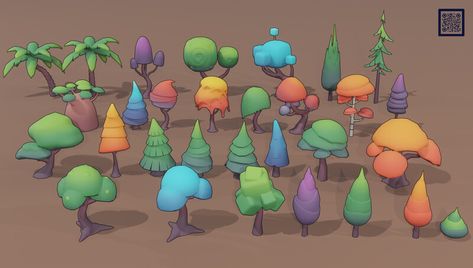 ArtStation - Stylized Low Poly Trees Pack 01 Stylized Low Poly, Game Art Environment, Indie Game Art, Low Poly Games, 3d Tree, Isometric Art, Blender Tutorial, Art Landscapes, Low Poly Art