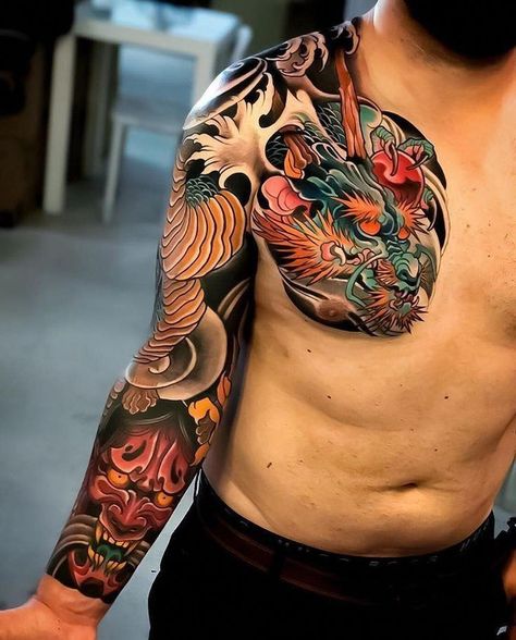 Japanese Tattoo Sleeve Samurai, Japanese Tattoo Sleeve, Celtic Tattoos For Men, Japanese Tattoo Women, Japanese Tattoos For Men, Dragon Sleeve, Japanese Tattoo Symbols, Cars Jeep, Dragon Sleeve Tattoos