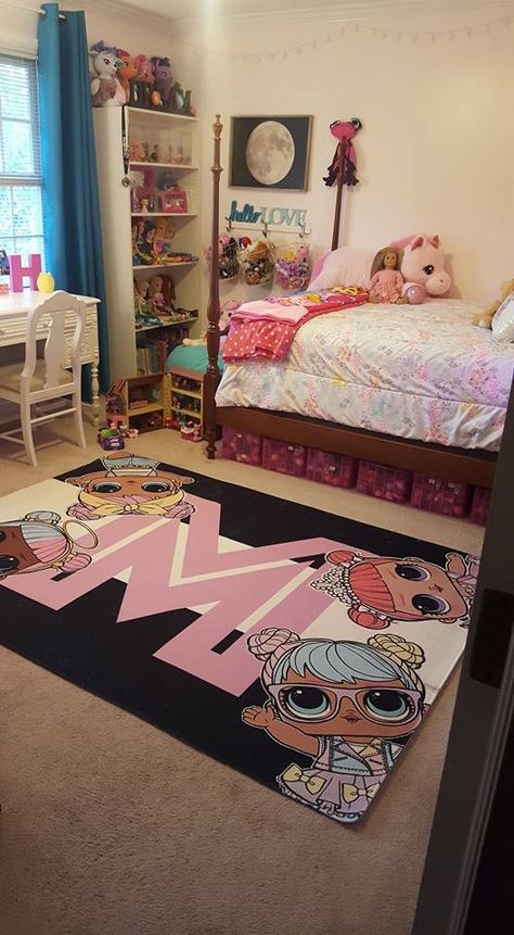 Little girl’s bedroom! LOL Surprise Dolls carpet Lol Surprise Room Ideas, Lol Doll Bedroom Ideas, Lol Room Decor, Lol Surprise Dolls Bedroom Ideas, Lol Bedroom Ideas, Lol Bedroom, Doll Bedroom, Lol Doll, Lol Surprise Dolls