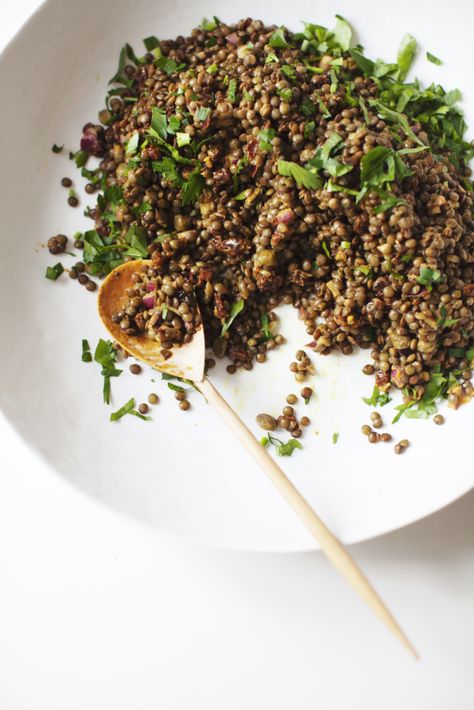 Black Lentil Salad, Sarah Britton, Roasted Sprouts, Just Spices, French Lentils, Turnip Greens, Beet Greens, Lentil Salad, Island Food