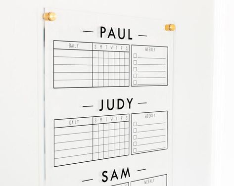 The original customized family calendars & by circleandsquaredecor Gcu Dorm, Acrylic Chore Chart, Woods House, Daily Schedule Kids, Kids Chores, Office Themes, Wooden Toys For Toddlers, Busy Boards For Toddlers, Chore Charts