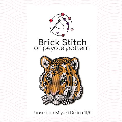 Big Tiger, Diy Seed Bead Earrings, Seed Bead Crafts, Miyuki Delica Beads, Pendant Keychain, Design Palette, Brick Stitch Pattern, Keychain Charm, Number 8