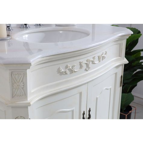 Elegant Lighting Danville Antique White 32 Inch Vanity Sink Set Vf10132aw | Bellacor Lavish Bathroom, Antique White Cabinets, Hand Painted Cabinet, Ogee Edge, Exterior Ceiling Fans, Elegant Lighting Fixtures, Country Kitchens, White Marble Countertops, Dining Sets Modern