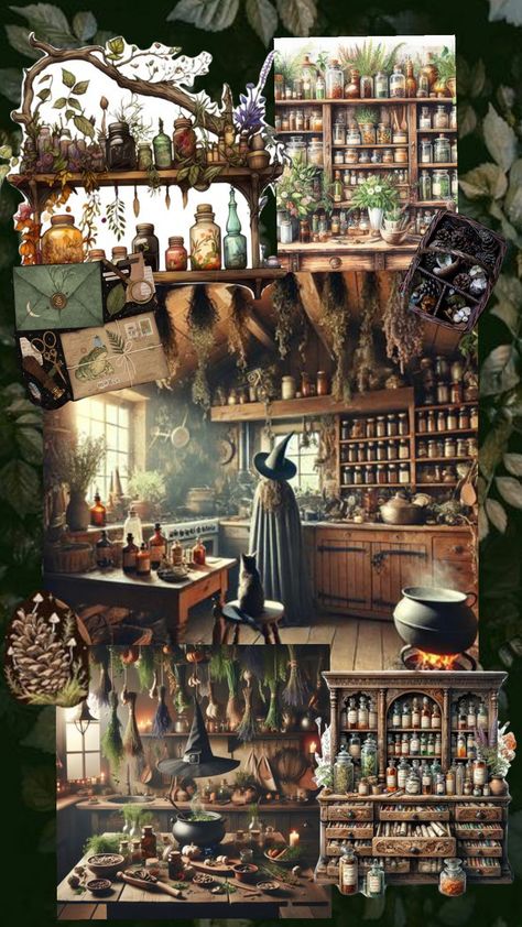 #witch Inside A Witches House, Witch Hut Interior, Cozy Witch Aesthetic, Witch Cottage Interior, Witch Lair, Witches Lair, Witch Cabin, Witch Ideas, Witch Store