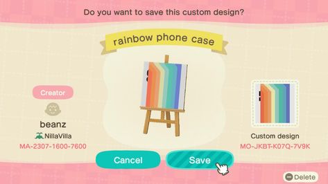 Acnh Phone Case, Designs For Animal Crossing, Ac Ideas, Rainbow Phone Case, Animal Crossing Memes, Animal Crossing Guide, Animal Crossing Qr Codes Clothes, Acnh Codes, Qr Codes Animal Crossing