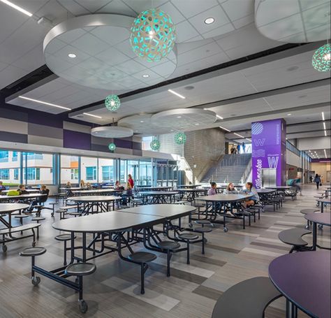 High School Design, Cafeteria Design, Classroom Interior, School Building Design, College Architecture, Community School, School Hallways, School Interior, School Cafeteria