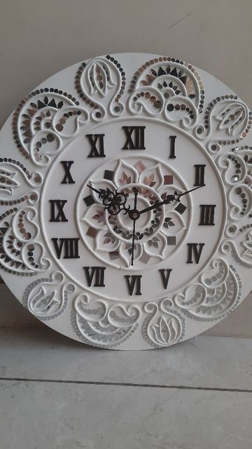 Texture Art Wall Clock, Lippan Art Mirror Wall Clock, Lippan Art Watch, Lippan Art Clock Design, Lippan Art Wall Clock, Clock Ideas Creative, Wall Clock Diy, تاج محل, Mud Art