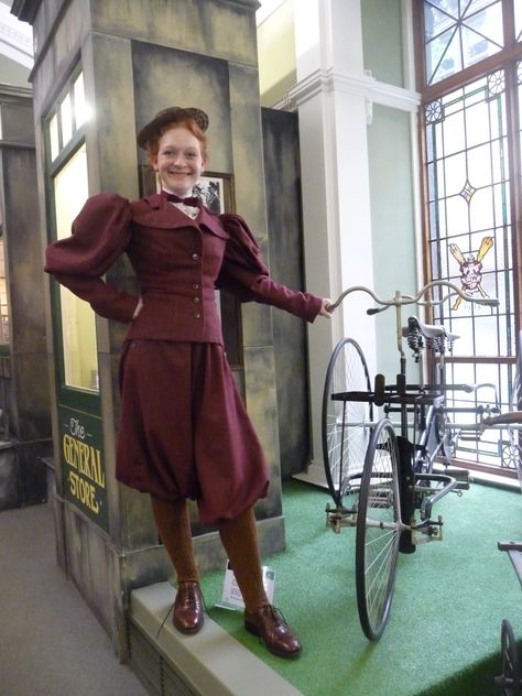 Cycling Bloomer Suit – Meridith Towne Talks | Meridith Towne Victorian Cycling Outfit, Victorian Bicycle Outfit, Bycicle Outfit, Blue Stockings, Tweed Run, Biking Outfit, Gibson Girl, Victorian Steampunk, Victorian Clothing