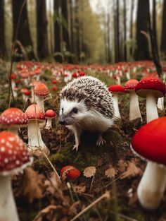 Magical Mushroom Forest, Magical Mushroom, Mushroom Forest, Wild Forest, Cottage Core Aesthetic, Cute Hedgehog, Mushroom Art, Woodland Creatures, Once In A Lifetime