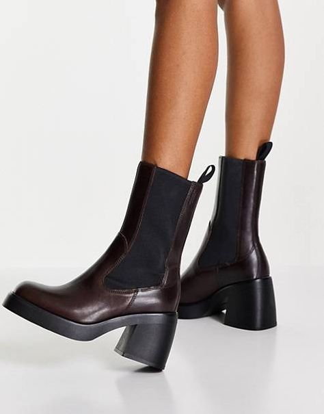 Vagabond Brooke, Chelsea Platform Boots, Chunky Leather Boots, Vagabond Boots, Vagabond Shoes, Black Snow Boots, Ankle Snow Boots, Platform Boots Chunky, Snow Boots Women