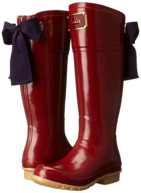 LOVE these Joules rainboots with bow detailing Rain Boot Outfit, Cute Rain Boots, Red Rain Boots, Red Rain, Womens Rain Boots, Rain Gear, Raincoats For Women, Rain Boot, Rubber Boots