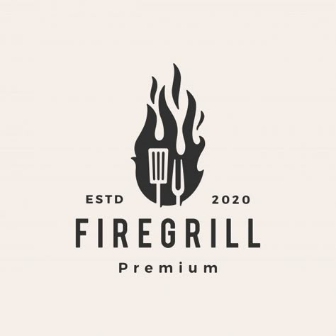 Grill Restaurant Logo, Grill Logo, Kitchen Logo, Pizza Logo, Restaurant Logo, Cake Logo Design, Identity Design Inspiration, Shop Logo Design, Bakery Logo Design