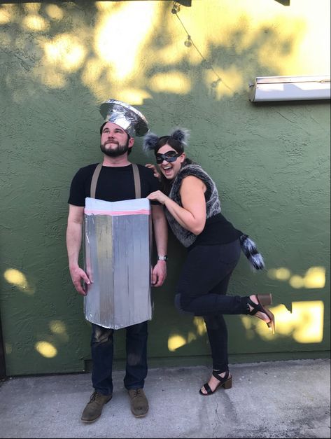 Diy Raccoon Costume Women, Diy Possum Costume, Raccoon And Trash Can Costume, Trash Panda Costume, Diy Trash Can Costume, Raccoon Costume Diy Women, Trash Can Costume, Possum Costume, Raccoon Costume Diy