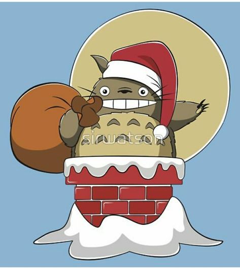 Totoro Santa Nerdy Christmas, Totoro Art, Anime Designs, Neighbor Totoro, Kawaii Christmas, Christmas Card Art, Cute Doodles Drawings, Anime Child, Christmas Drawing