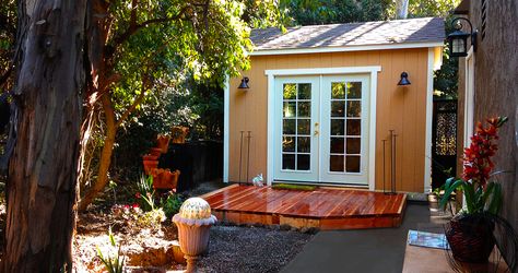 Shed With French Doors, Rubbermaid Storage Shed, Fort Ideas, Home Depot Shed, Building A Storage Shed, Tuff Shed, Custom Backyard, Pool Storage, Storage Buildings