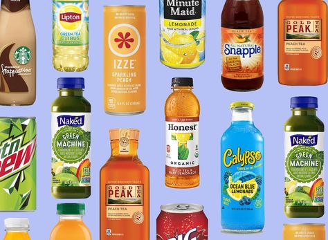 The next time you make a trip to the grocery store, you'll want to avoid stocking up on these unhealthy drinks that are filled with sugar. Unhealthy Drinks, Healthy Drinks To Buy At The Store, Minute Maid, Dry Ginger, Strawberry Banana Smoothie, Peach Tea, Vegetable Juice, Organic Health, Tea Tasting