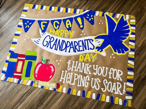 Grandparents make everything better!🦋🩷🫶🏼🩵🌟 #banner #brownpaperbanner #banners Grandparents Day Banner, Brown Paper Banner, Banner Painting, Happy Grandparents Day, Paint Inspo, Paper Banners, Grandparents Day, Brown Paper, Bulletin Board