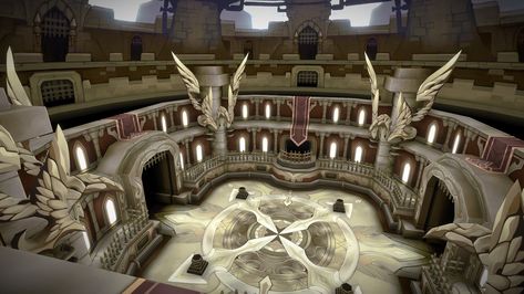 Arena by Downrain DC Training Grounds Fantasy Art, Fantasy Arena Concept Art, Arena Concept Art, Sanctuary Architecture, Fantasy Arena, Base Ideas, Sports Arena, Architecture Ideas, Grid Layouts