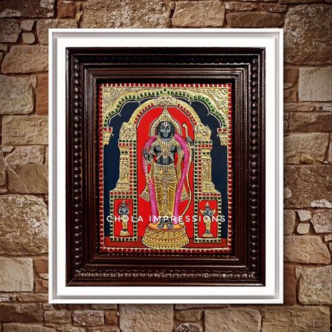 Ayodhya Sri Ram Lalla Tanjore Painting. 22 carat Gold, teak wood frame, unbreakable glass. Get in touch to buy #tanjore #jaishreeram #ayodhya #ramlalla #photo #paintings #tanjorepainting #thanjavur Ram Pattabhishekam Tanjore, Ram Lalla Idol, Ayodhya Painting, Ram Parivar Painting, Ramar Pattabhishekam Tanjore Painting, Tanjore Painting, 22 Carat Gold, Teak Wood, Photo Frame