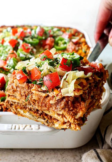 Flavors - Carlsbad Cravings Mexican Casseroles, Taco Lasagna Recipe, Lasagna Easy, Mexican Pasta Salad, Chicken Mexican, Taco Lasagna, Baked Pork Tenderloin, Mexican Lasagna, Beef Meals