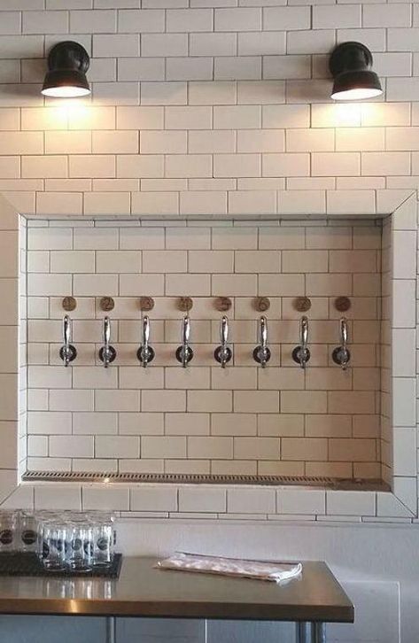 Taproom Design, Brewery Interior, Craft Beer Design, Bar Tile, Brewery Bar, Bar Restaurant Interior, Brewery Design, Beer Wall, Craft Beer Bar