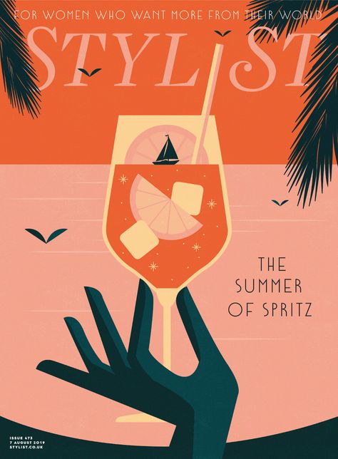 Stylist Magazine Cover Illustration on Behance Illustration Magazine Cover, Illustration Magazine, Ideas Illustration, Magazine Ideas, Cocktail Illustration, Wine Poster, Deco Poster, Poster Photo, Magazine Illustration