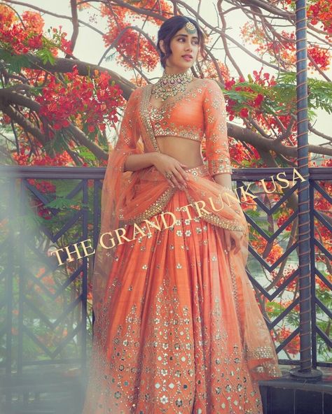 Bridesmaids Lehenga, Lehenga Choli Designer, Lehenga Indian, Orange Lehenga, Wedding Lehenga Choli, Mirror Work Lehenga, Bridesmaid Lehenga, Indian Lehenga Choli, Color Mirror