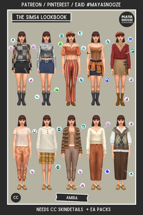 Download on Patreon / EA Gallery #MAYASNOOZE Sims 4 Cas Outfits No Cc, Sims 4 Cas No Cc, Sims 4 Outfit Ideas No Cc, Sims 4 Lookbooks No Cc, Sims Cc Free, Sims 4 Kits, Sims Fits, Sims Wardrobe, Sims 4 Outfits No Cc