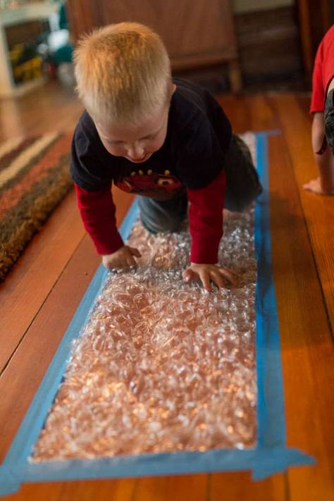 Next time I get bubble wrap -- tape it down to the floor for a fun runway! Gross Motor Activity, Infant Classroom, Baby Sensory Play, Gross Motor Activities, Rainy Day Activities, Toddler Play, Toddler Learning Activities, Toddler Fun, Baby Sensory